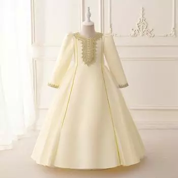 Элегантное вышитое вечернее платье для девочек 2024 года - в европейском, американском и ближневосточном стиле 4 Years