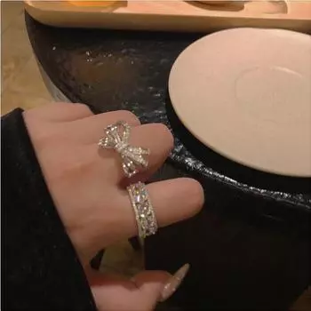 Элегантное высококачественное кольцо-бантик из циркония — роскошный и модный стиль интернет-знаменитости Bowknot zircon ring