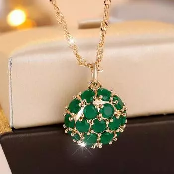 Элегантное зеленое циркониевое ожерелье с подвеской для женщин, роскошное золотое ювелирное украшение, подарок на годовщину вечеринки зелёный/золотой