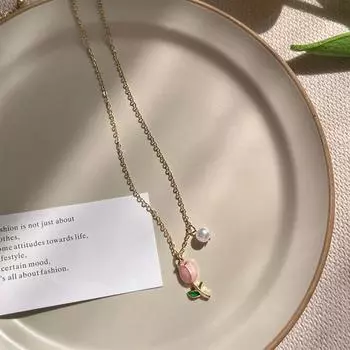 Элегантное жемчужное ожерелье с цветком тюльпана для женщин, темпераментный кулон в виде тюльпана, колье-чокер на ключицу, свадебные украшения, подарок