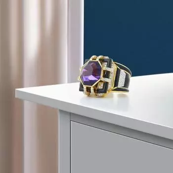 Элегантное женское кольцо разных размеров с инкрустацией из искусственного кристалла на палец для повседневного ношения US 8 фиолетовый