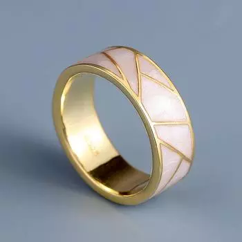 Элегантное женское кольцо в стиле ретро с эмалью, покрытое 18-каратным золотом, с геометрической текстурой в китайском стиле и цирконами No. 6