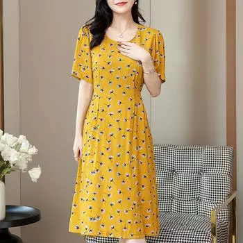 Элегантное женское летнее повседневное платье, тонкое длинное платье больших размеров XL