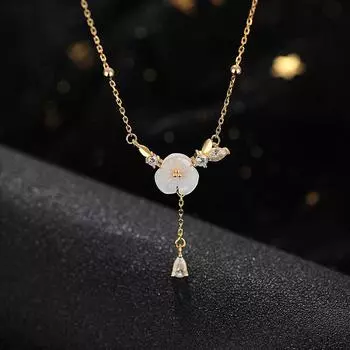 Элегантное женское ожерелье с цветочной кисточкой, весенний свежий дизайн и элегантная цепочка на ключицу