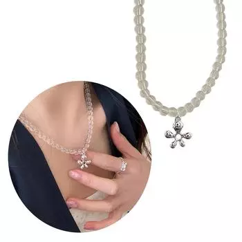 Элегантное женское ожерелье с цветочным кристаллом и бусинами, регулируемая цепочка, удобный шейный платок, чокер, аксессуар с подвеской
