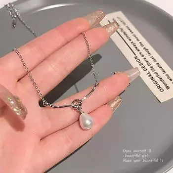 Элегантное женское ожерелье с жемчужным узлом — модный стиль Xiaohongshu, идеально подходит для всех случаев X1355