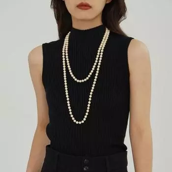 Элегантное женское ожерелье-свитер из искусственного жемчуга, двухслойное длинное ожерелье, простая универсальная цепочка для свитера белый
