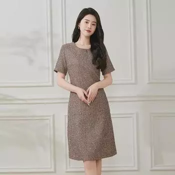 Элегантное женское платье-футляр с круглым вырезом, лето 2024 года, французский стиль XL чёрный