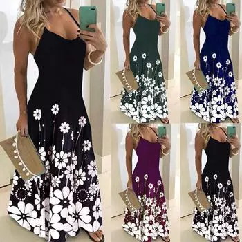 Элегантное женское вечернее платье больших размеров, летнее модное длинное платье с подтяжками S