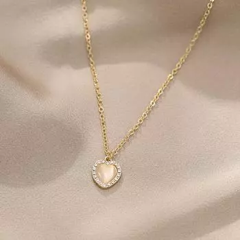 Элегантное золотое ожерелье с подвеской в виде сердца с цирконом для женщин