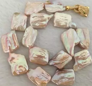 Элегантное золотое ожерелье с розовым жемчугом в стиле барокко Южного моря 18 дюймов