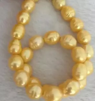 Элегантное золотое ожерелье с жемчугом в стиле барокко Южного моря толщиной 9-10 мм, 18 дюймов