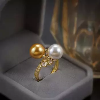 Элегантное золотое женское жемчужное кольцо, высококачественное женское кольцо, помолвочное украшение, подарок на годовщину, обручальные кольца resizable золотой