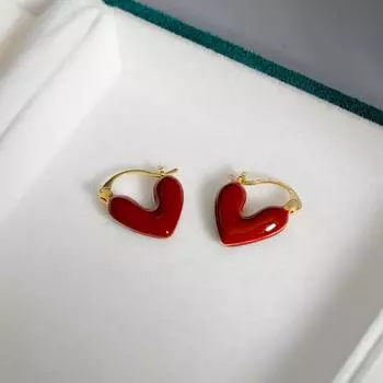 Элегантные эмалевые каффы в форме сердца: Модные белые французские серьги для женщин