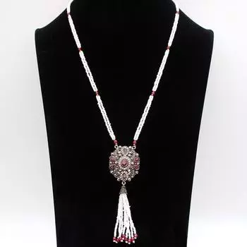 Элегантные антикварные золотые цветные женские комплекты украшений из бисера, длинные серьги из бисера, цепочка из смолы, свадебные украшения красный