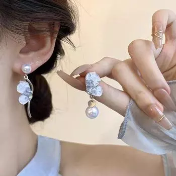 Элегантные асимметричные серьги-кисточки в виде синей бабочки с искусственным жемчугом для женщин gradient синий