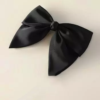 Элегантные атласные шелковые заколки-автоматы для волос с большим бантом для женщин и девочек, однотонные черные ленты, большие банты, заколки для волос, модные аксессуары для волос Size fits all