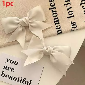 Элегантные атласные заколки для волос с бантом для девочек, заколки Kawii, милые аксессуары для волос, женские заколки для волос, заколки для волос белый