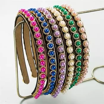 Элегантные аксессуары для высоких волос в стиле ретро, модная тонкая повязка на голову с жемчугом, женский смысл, края для ужина, барокко 12*14cm фиолетовый