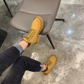 Элегантные байкерские ботинки на среднем каблуке, замшевые женские ботильоны в стиле «комбат», кроссовки на спортивной платформе, массивная обувь в стиле панк из искусственной кожи 35