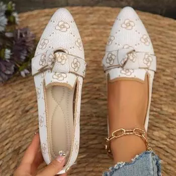 Элегантные балетки с бантом — шикарные, дышащие слипоны с острым носком для всесезонной моды и комфорта 36 белый