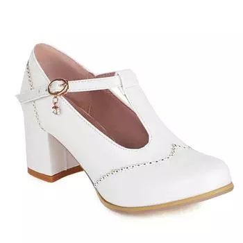 Элегантные белые черные блочные туфли на высоком каблуке женские туфли Мэри Джейн большого размера 48 для вечеринки офиса свадьбы обувь к платью женские удобные 34 белый