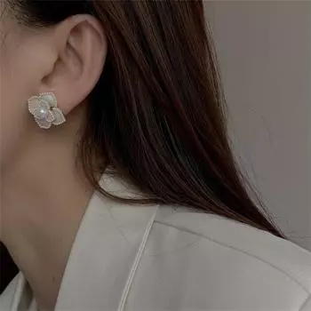 Элегантные бижутерия модные серьги-гвоздики с жемчугом камелии для женщин и девушек подарочные ювелирные изделия оптом