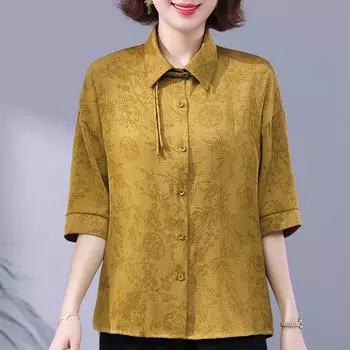 Элегантные блузки для женщин, повседневные женские топы, летние свободные рубашки с короткими рукавами, винтажная одежда XL зелёный