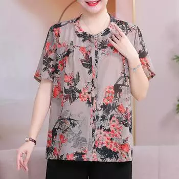 Элегантные блузки оверсайз для женщин, большие размеры 3XL-7XL, повседневные свободные женские топы с короткими рукавами, летняя винтажная одежда 3XL