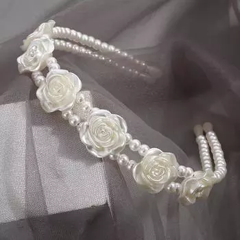 Элегантные большие белые жемчужные повязки на голову для женщин и девочек, простые белые розы, повязки для волос, волнистые ретро-обручи для волос, аксессуары для головных уборов