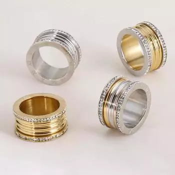 Элегантные большие кольца из нержавеющей стали для женщин, римский алфавит, блестящее кольцо из циркония, массивные кольца, женские украшения для вечеринок и свадеб, роскошь 6