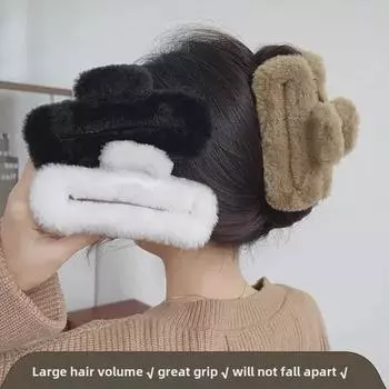 Элегантные большие осенне-зимние плюшевые заколки для волос - теплые тона акульих заколок для стильных волос светло-фиолетовый