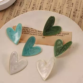 Элегантные большие серьги-гвоздики в форме сердца зеленого, синего и белого цветов, серьги-гвоздики в форме сердца, модные ювелирные изделия синий