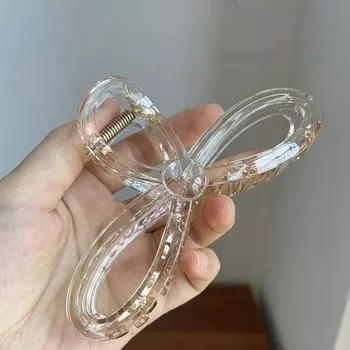 Элегантные большие заколки для волос в виде желеобразной акулы, пластиковые прозрачные геометрические когти для волос в виде краба для женщин и девочек с густыми волосами, летний головной убор шампанского