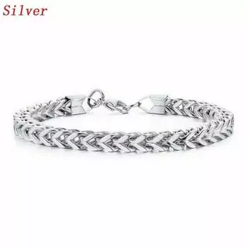 Элегантные браслеты и браслеты из нержавеющей стали в виде змеиной цепи для мужчин, браслеты из звеньевой цепи, ювелирные изделия, подарки ADM серебряный