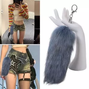 Элегантные брелоки-шармы с подвеской в виде лисьего хвоста, модное украшение для брелока, милая игрушка для украшения автомобиля или сумки 4