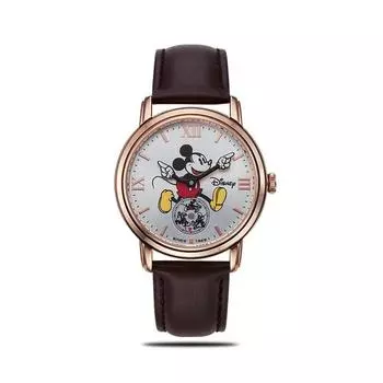 Элегантные часы Disney с Микки Маусом и кожаным ремешком OW139BKG
