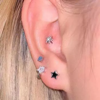 Элегантные черно-белые серьги-звезды для женщин: Легкая роскошь, универсальность, мода, высокотехнологичный тренд. R3904A чёрный