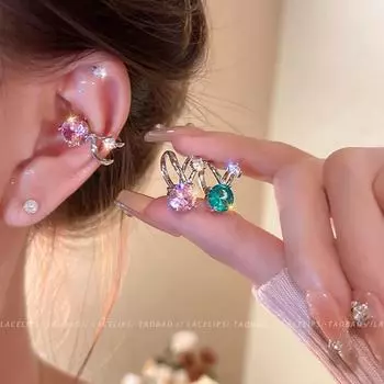 Элегантные циркониевые клипсы для ушей: Универсальные серьги без проколов для женщин A1916 синий