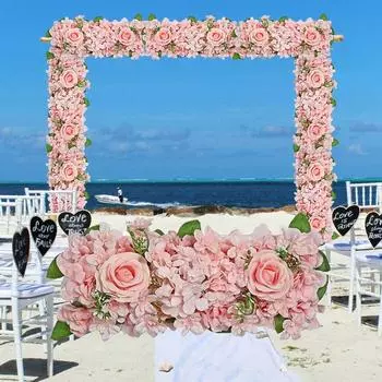 Элегантные цветочные центральные украшения для столов 50 см романтическая роза искусственный цветочный ряд DIY настенное украшение цветочный фон панели вечеринка розовый