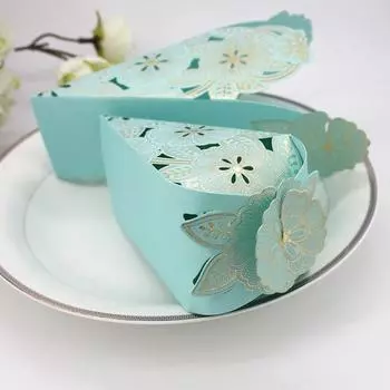 Элегантные цветочные конусы, свадебные сувениры, подарочная коробка для конфет, 100 шт., упаковочная бумажная коробка, элегантные принадлежности для вечеринки по случаю рождения ребенка 12.5x6.2x5.7cm