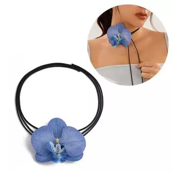 Элегантные цветочные очаровательные украшения, 3D цветок, кулон, ожерелье/серьги/брошь для девочек, женщин, украшения для свадебной вечеринки T1 синий
