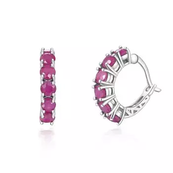 Элегантные дизайнерские серебряные серьги-кольца с натуральным рубином, июльский камень, драгоценный ювелирный подарок для женщин, праздничная и праздничная одежда M красный