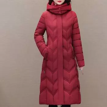 Элегантные длинные парки для женщин, пальто с капюшоном, толстые теплые зимние пальто для женщин среднего возраста XL чёрный