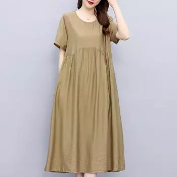 Элегантные длинные платья для женщин, повседневное женское платье с коротким рукавом XL коричневый