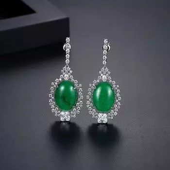 Элегантные длинные серьги-капли CMM с зеленым кубическим цирконием, подарок маме изумрудный