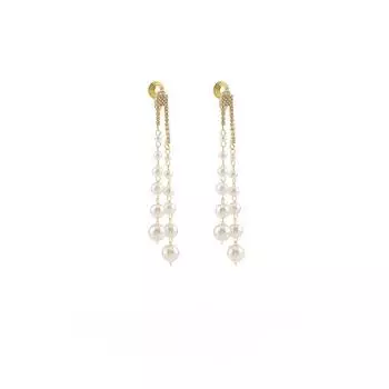 Элегантные длинные серьги с бахромой из искусственного жемчуга, женские модные роскошные серьги, серьги с москитной сеткой, зажим для ушей без отверстий для ушей