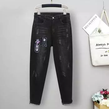 Элегантные джинсы-стрейч Commuter Big Yards, женские стеганые джинсы Harun Slim Thin Turnip с высокой талией, джинсы с брюками Carrots Comfort Waist L