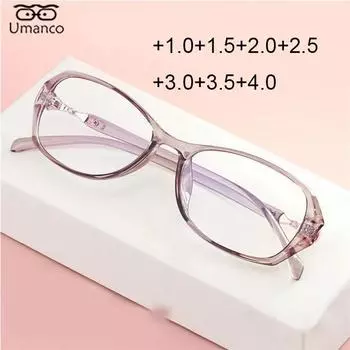 Элегантные фиолетовые очки для чтения с защитой от синего света для женщин, очки против усталости и пресбиопии + 1,0 + 1,5 + 2,0 + 2,5 + 3,0 + 3,5 + 4,0 +2.5 фиолетовый