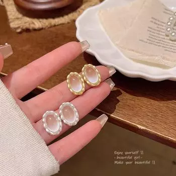 Элегантные французские овальные серьги «кошачий глаз» — роскошный, модный и изысканный дизайн A2182 серебряный